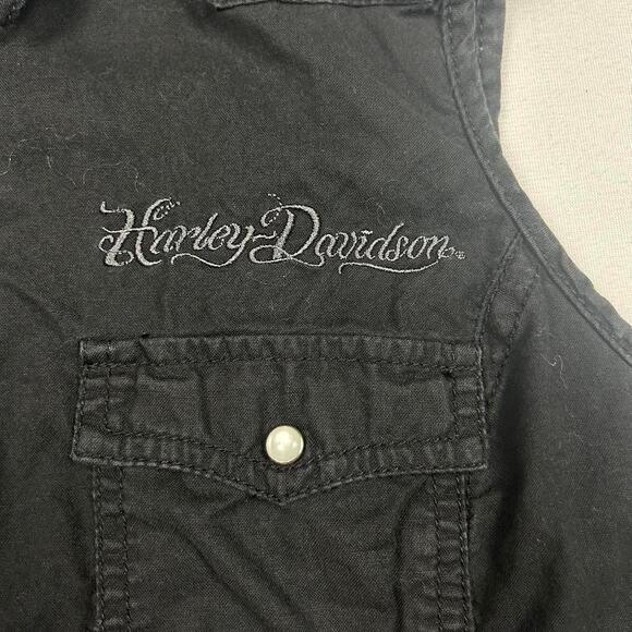 Y2K Harley Davidson Sleeveless Button Up - Picture 2 of 7